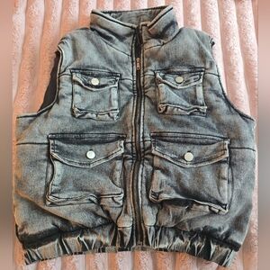 Grey Utility Puffer Vest